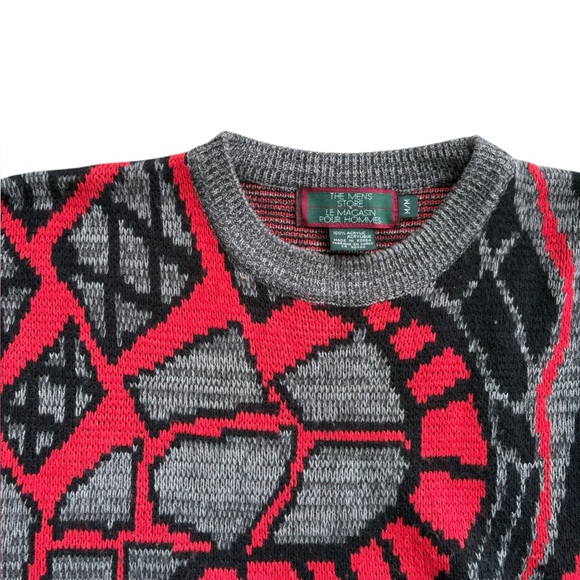 Vintage 80s/90s Abstract Acrylic Knit Sweater Mens Medium - Picture 2 of 8